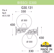 Fumagalli G30.131.000.BZF1RDN Настенный фонарь уличный 