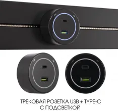 Трековая розетка Am-track-sockets-39 399732TS/USB-Type-C Black купить недорого в Крыму