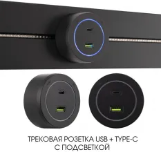 Трековая розетка Am-track-sockets-39 399731TS/USB-Type-C Black купить недорого в Крыму