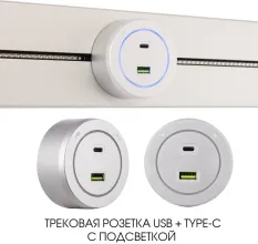 Трековая розетка Am-track-sockets-39 399731TS/USB-Type-C Silver купить недорого в Крыму