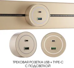 Трековая розетка Am-track-sockets-39 399732TS/USB-Type-C Gold купить недорого в Крыму