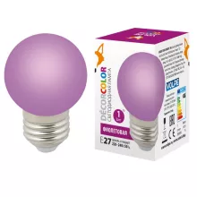 Лампочка светодиодная  LED-G45-1W/PURPLE/E27/FR/С купить недорого в Крыму